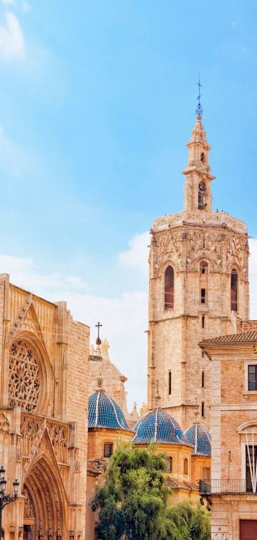 Valencia Cathedral and El Miguelete tower view from Plaza de la Virgen