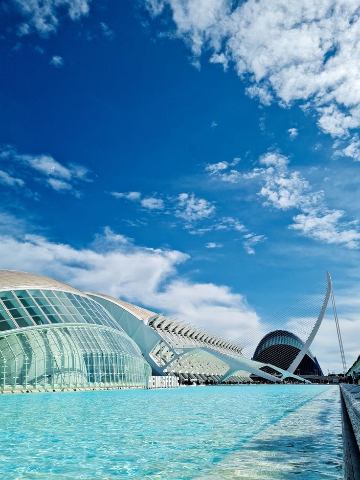 City of Arts and Sciences Valencia futuristic architecture and pools