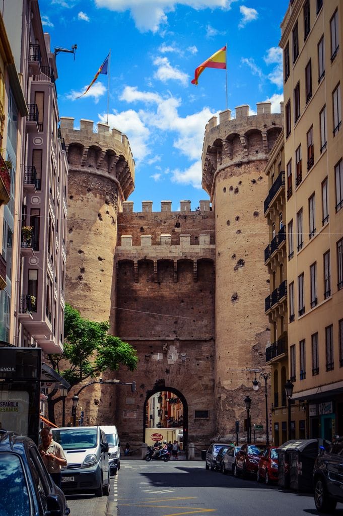 Torres de Quart Gothic towers with historic stone walls in Valencia