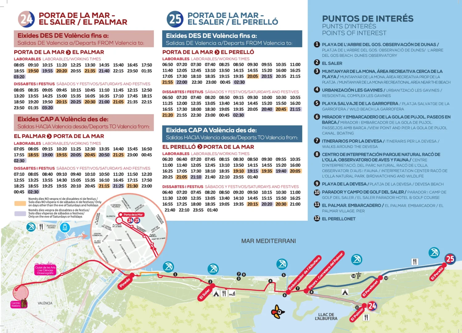 Horarios y Paradas Bus EMT Valencia Línea 24 y 25