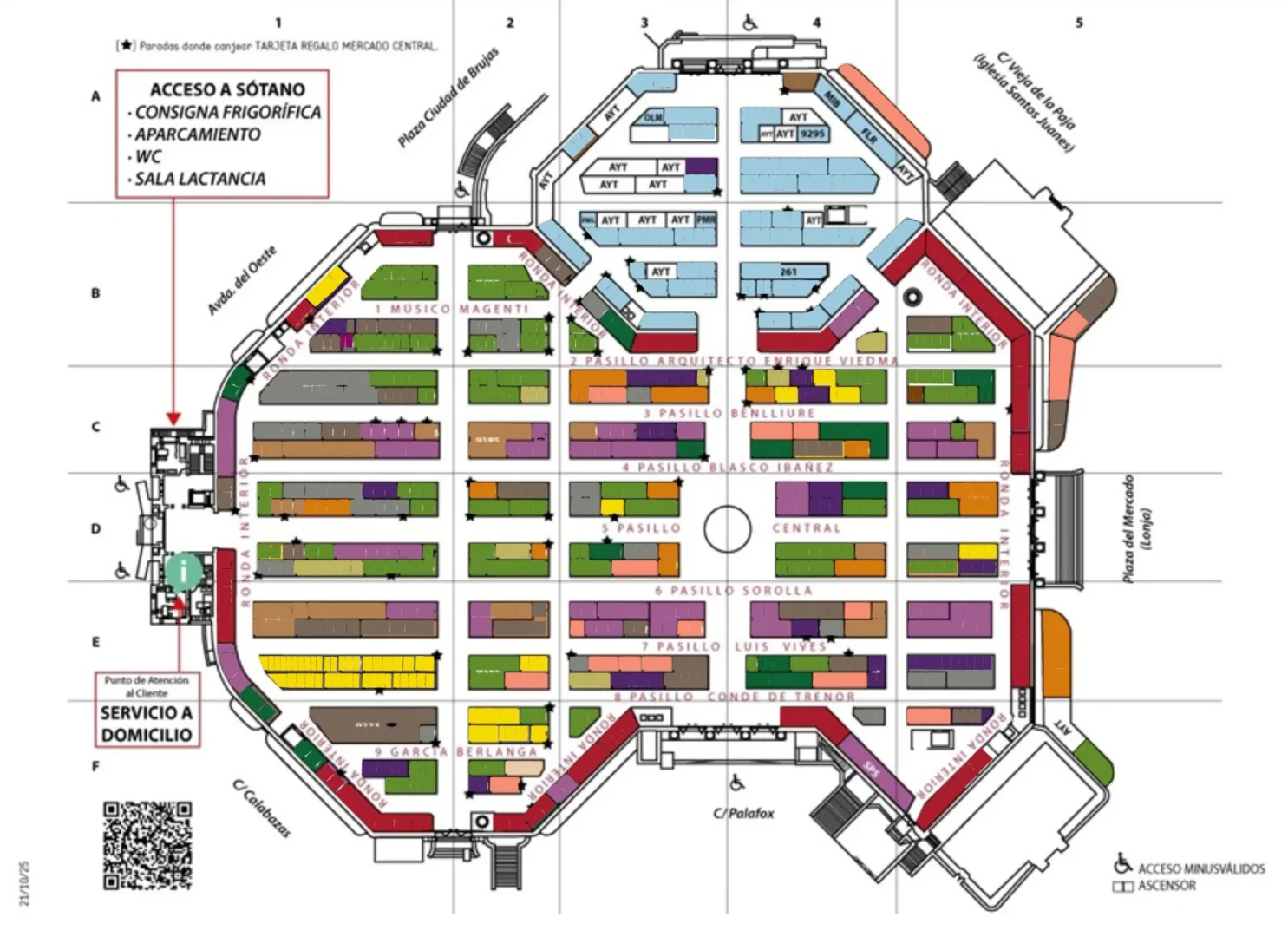 Mapa del Mercado central de valencia
