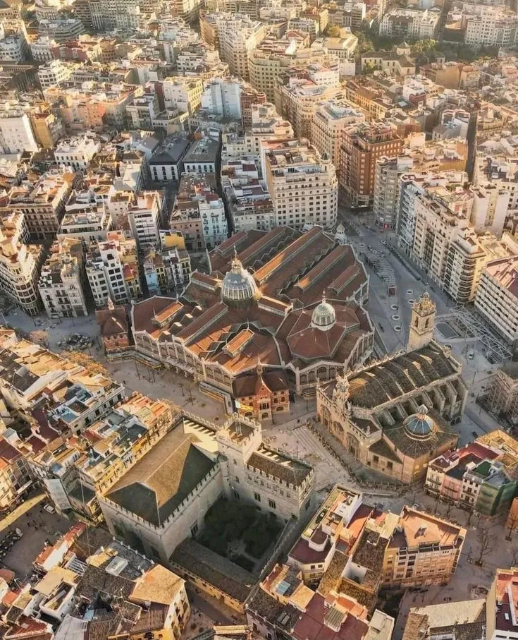 Mercado central Valencia desde el aire