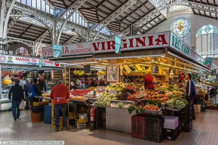 Paradas de frutas y verdurass Mercado central Valencia